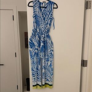Bloom Blue and White Leaf Pattern Jumpsuit